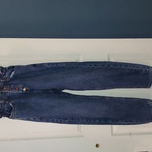 Zara High Rise Button Fly Paper Bag Blue Jeans Size 2
